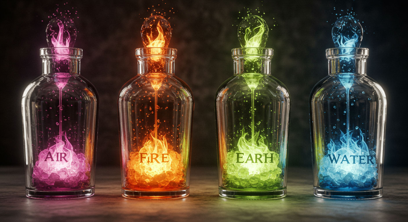four elements: air, fire, earth, water