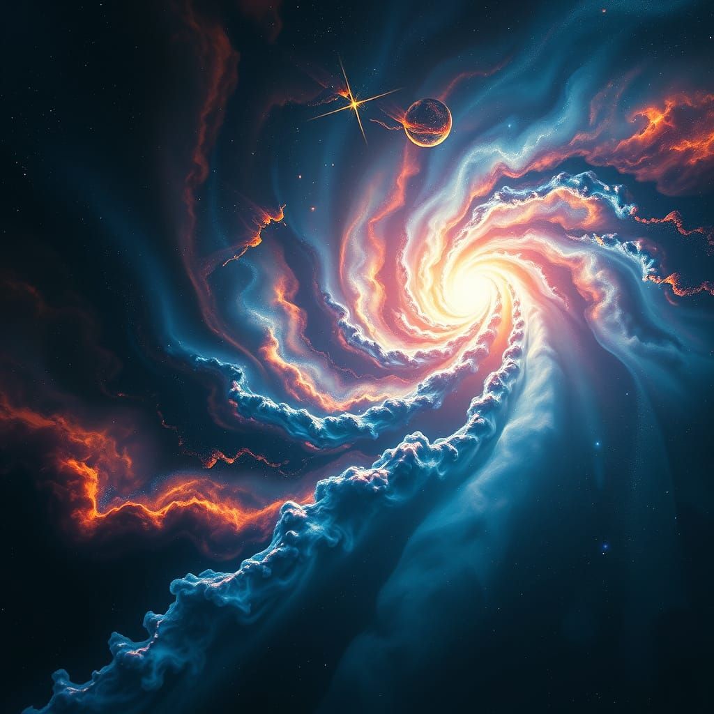 Cosmic Dance of Duality in Vibrant, Ethereal Colors