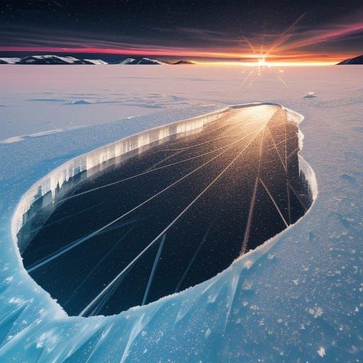 Vivid Ice Skiing Scene in Digital Art Style