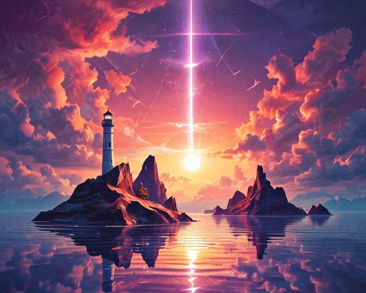 Lighthouse. Abstract scene.