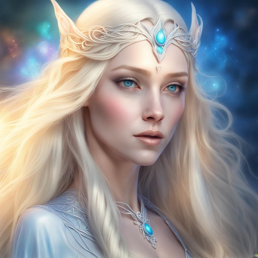 Galadriel, Elven Princess, beautiful woman, white blonde silky very ...