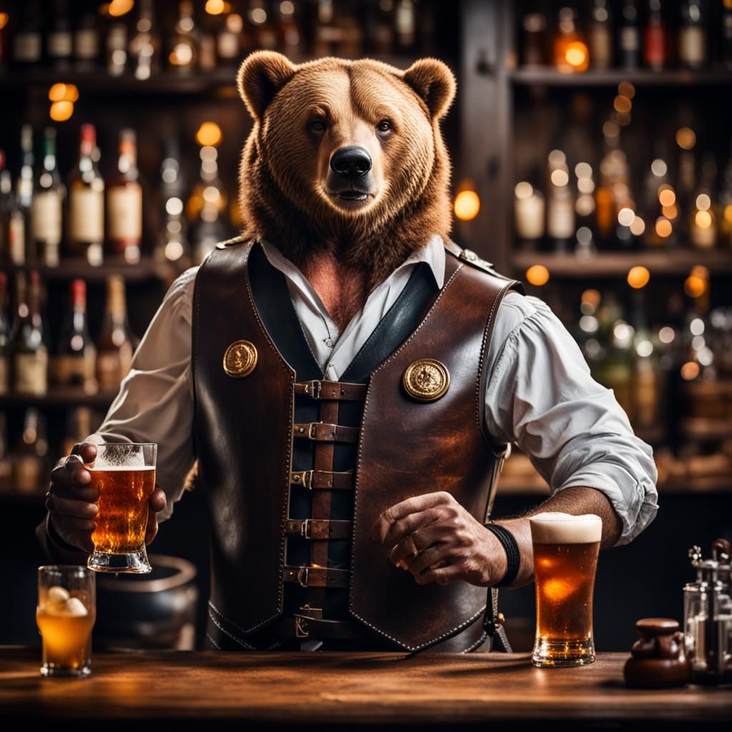 bear bartender - AI Generated Artwork - NightCafe Creator