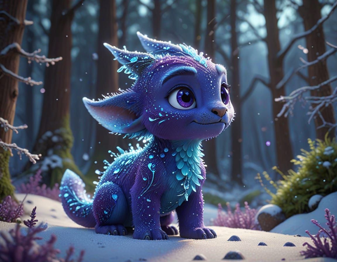 Enchanting Mythical Creature in Frosty Forest