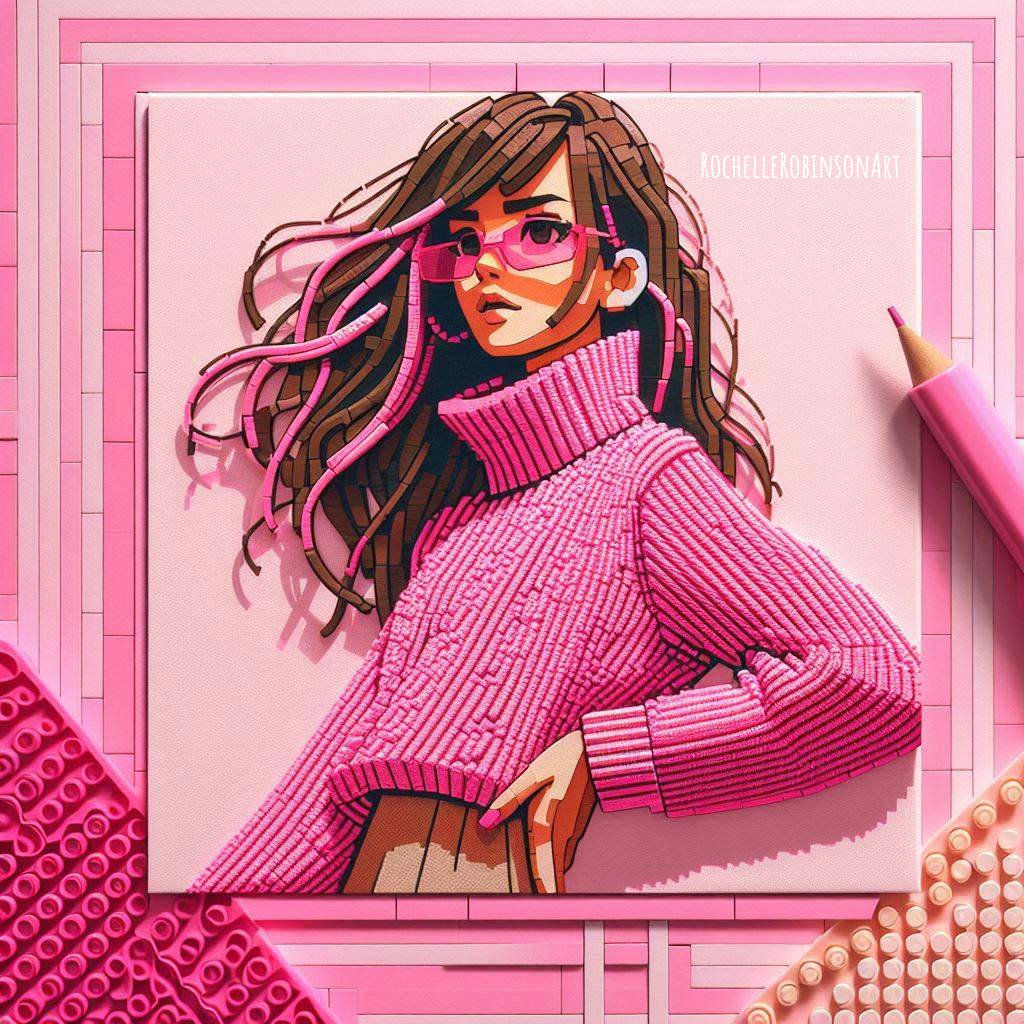A Woman In Pink - Lego Art