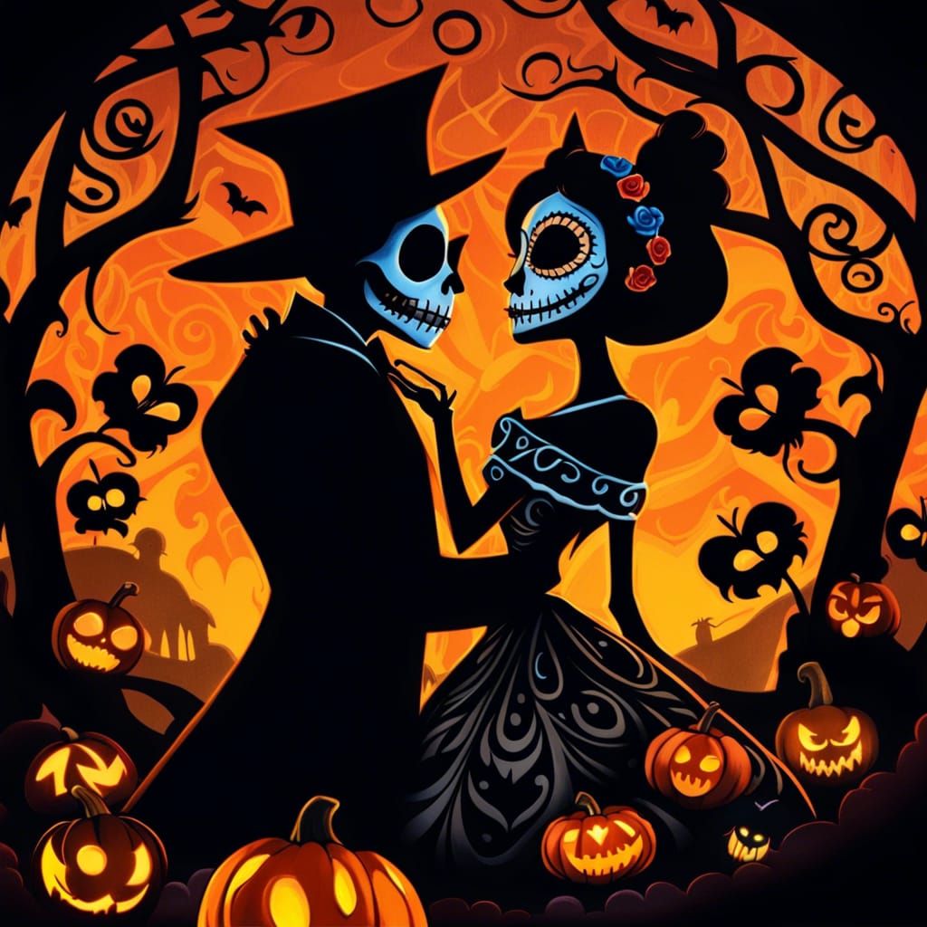 Couple JACK SKELLINGTON & MEXICAN CATRINA