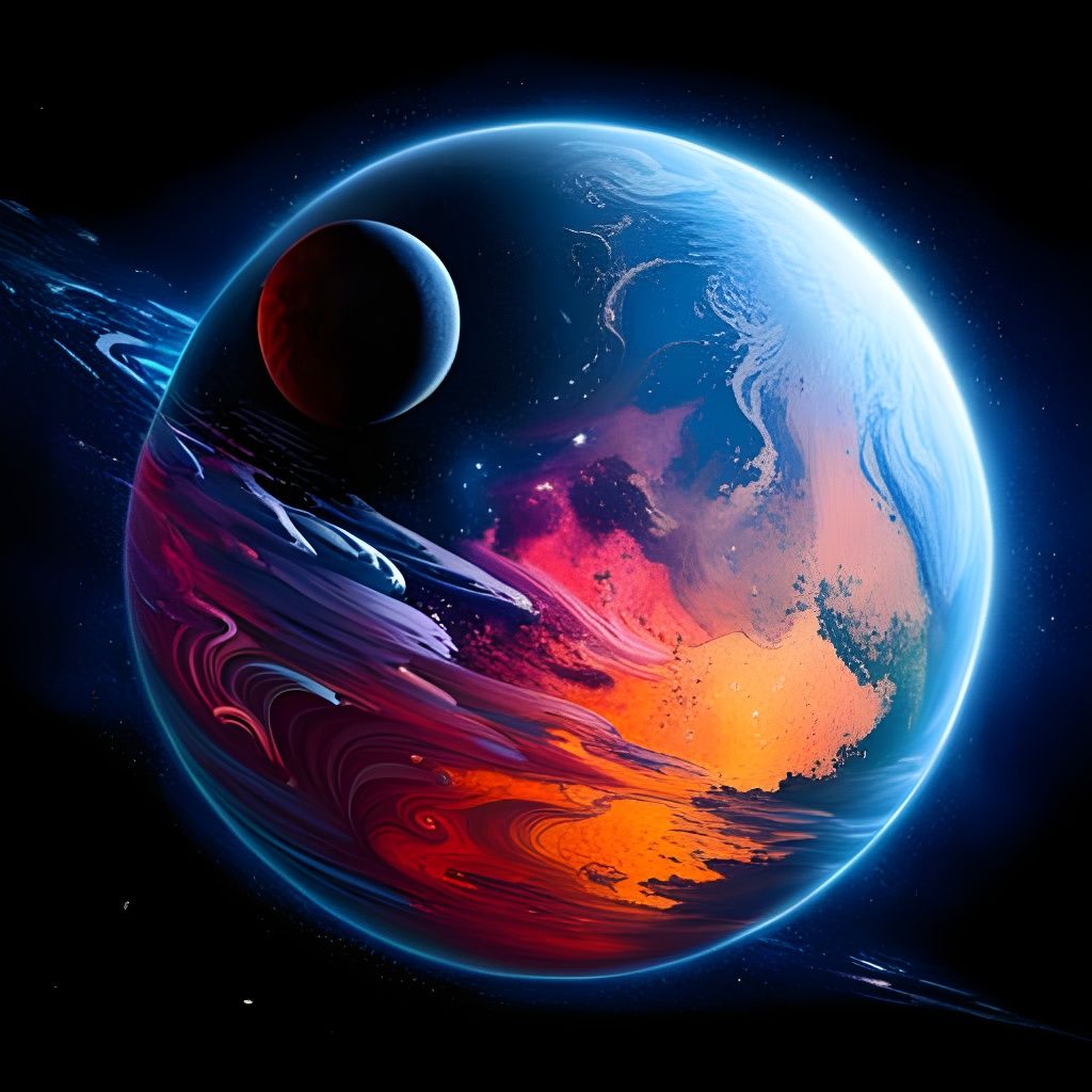 Planet and moon dancing  by @GaussianArt