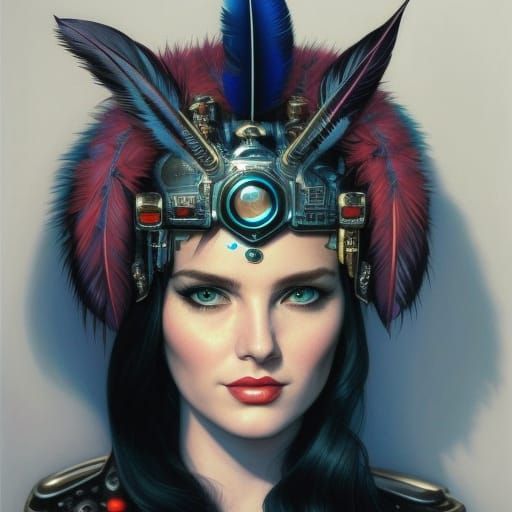 feathers headband, portrait