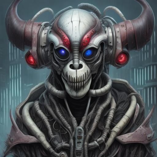cyberpunk okapi and giger monster <lora:Horror-Metal-Dream:1...