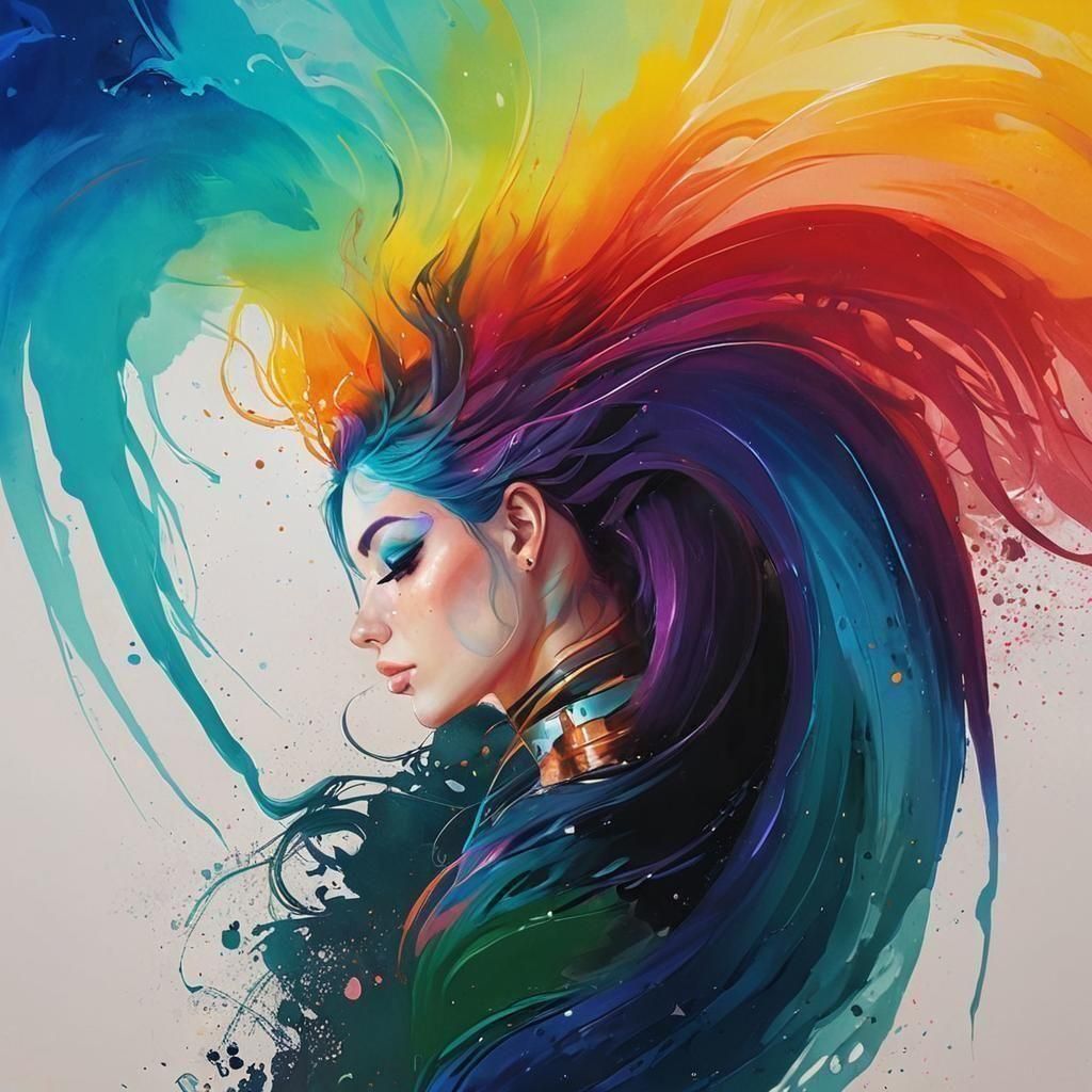 Rainbow Hair Don't Care  by @Zabrie