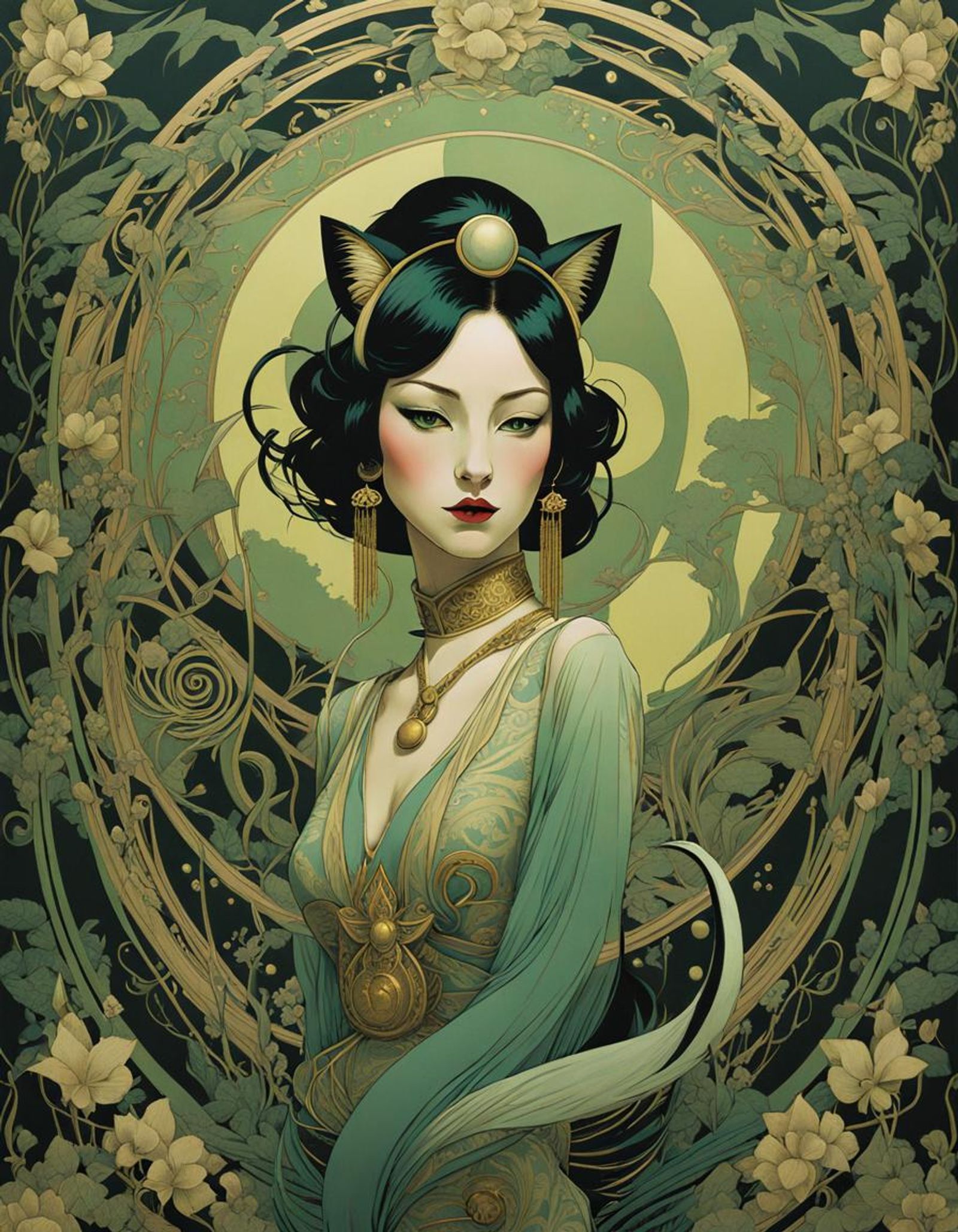 Portrait of Mèng yáo as Nekomimi 2 AI Generated Artwork NightCafe