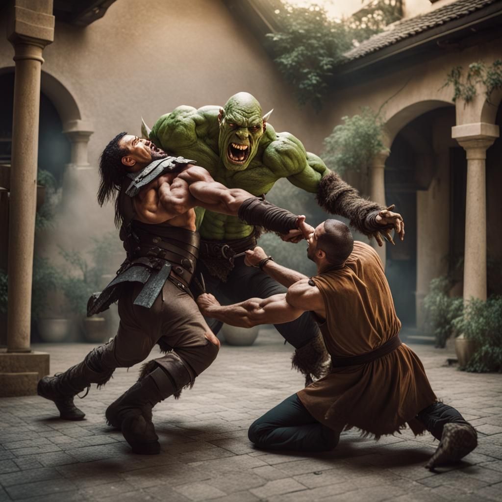 Rare Footage of Men Fighting with an Orc - AI Generated Artwork ...