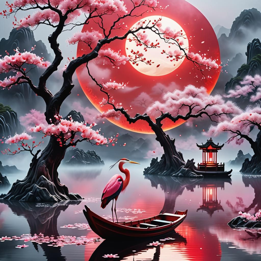 Chinese heron - AI Generated Artwork - NightCafe Creator