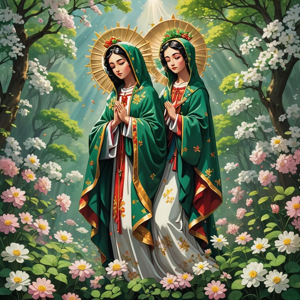 irish virgen de guadalupes by flowering spring branches and ...