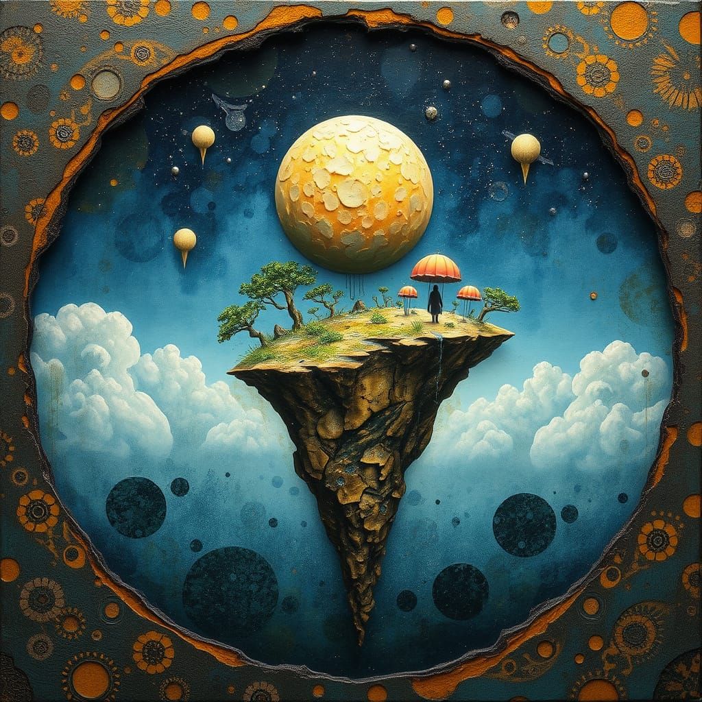 surreal floating island