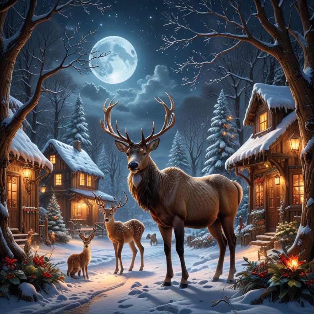Reindeer on Christmas Eve