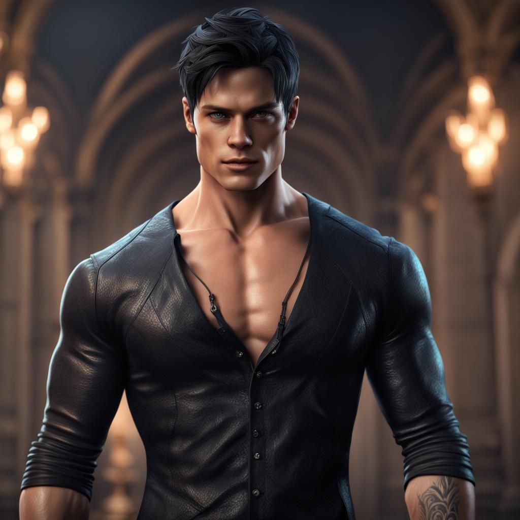 hyperrealistic muscular male as Alec Lightwood from the shadowhunters ...