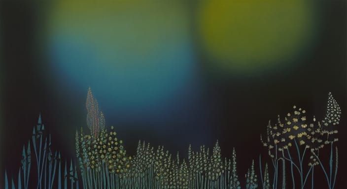 meadow; by Rufino Tamayo; ink illustration; epic; flowers; f...
