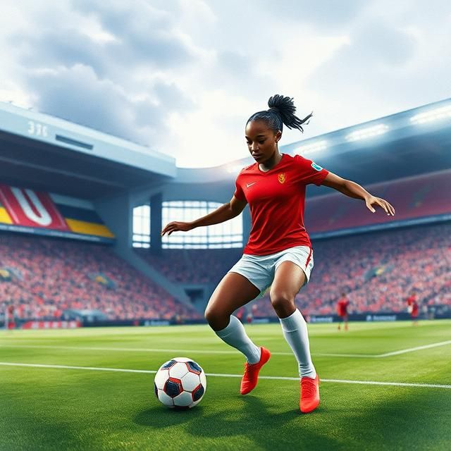 BLACK FEMALE JAMAICAN SOCCER STAR PLAYING SOCCER FOR NOTTING...