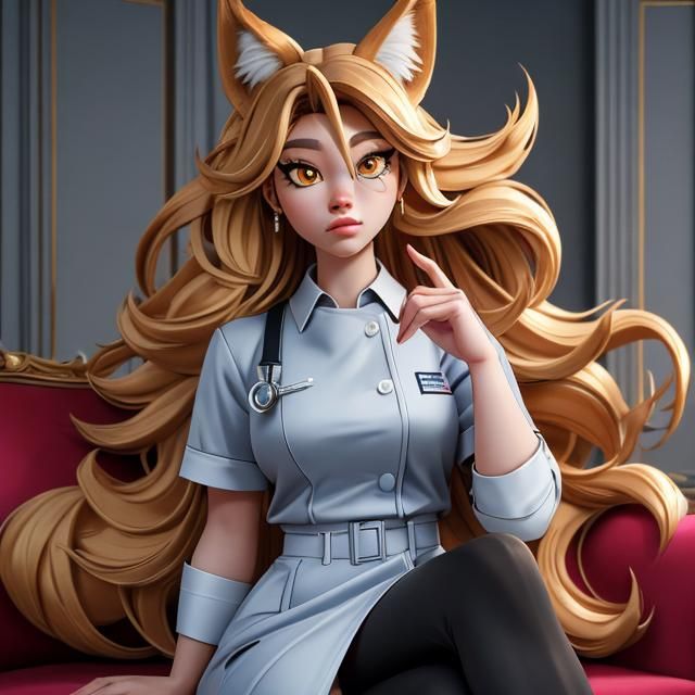 anime girl with wolf ears