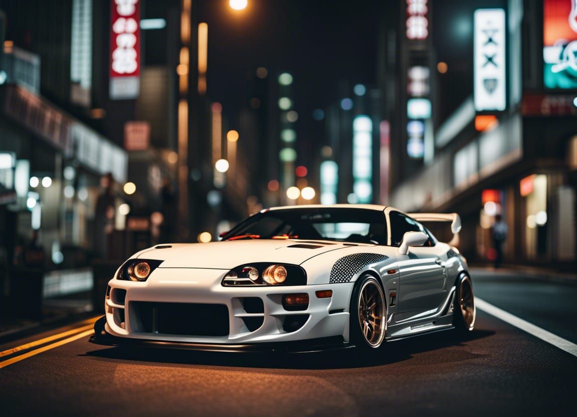 Intricate Modded Design Of Toyota Supra Mk4 On A Tokyo Street At Night intricate-modded-design-of-toyota-supra-mk4-on-a-tokyo-street-at-night