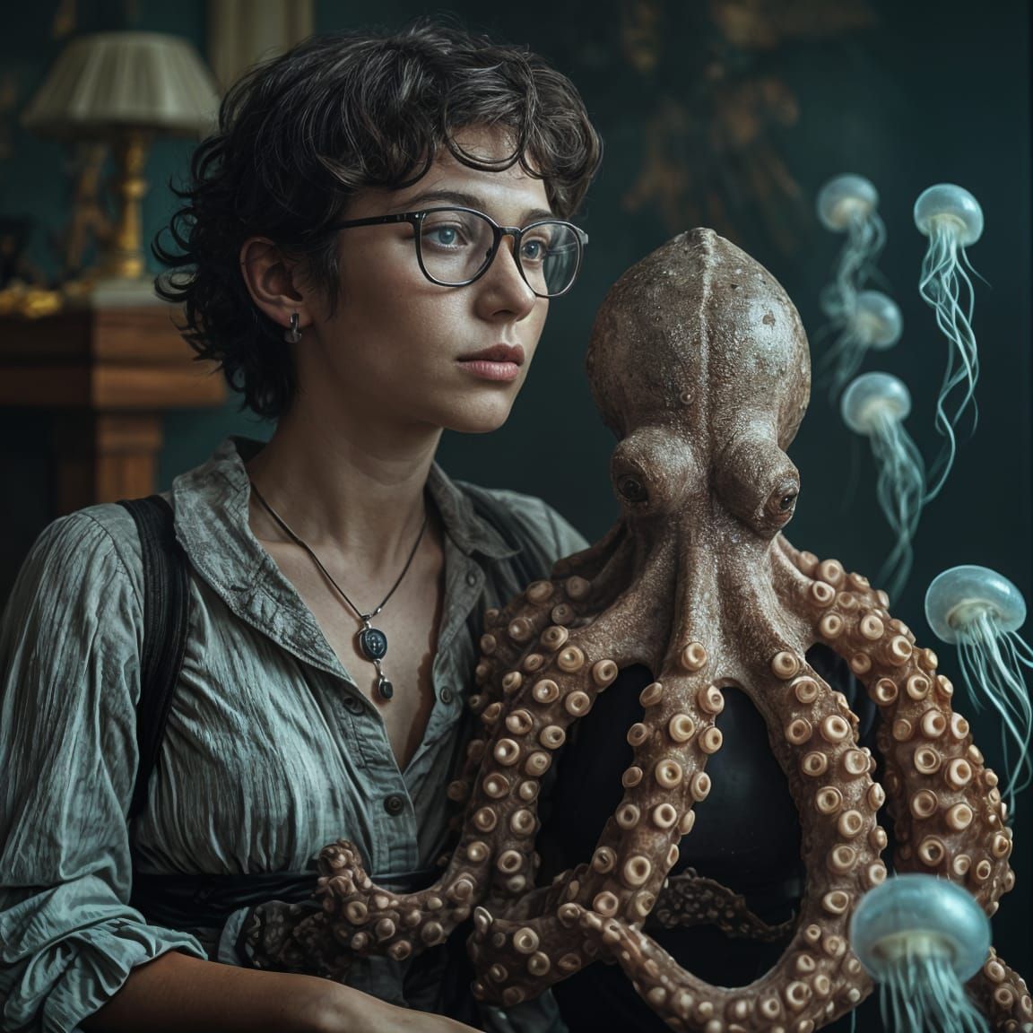 Portrait with octopus