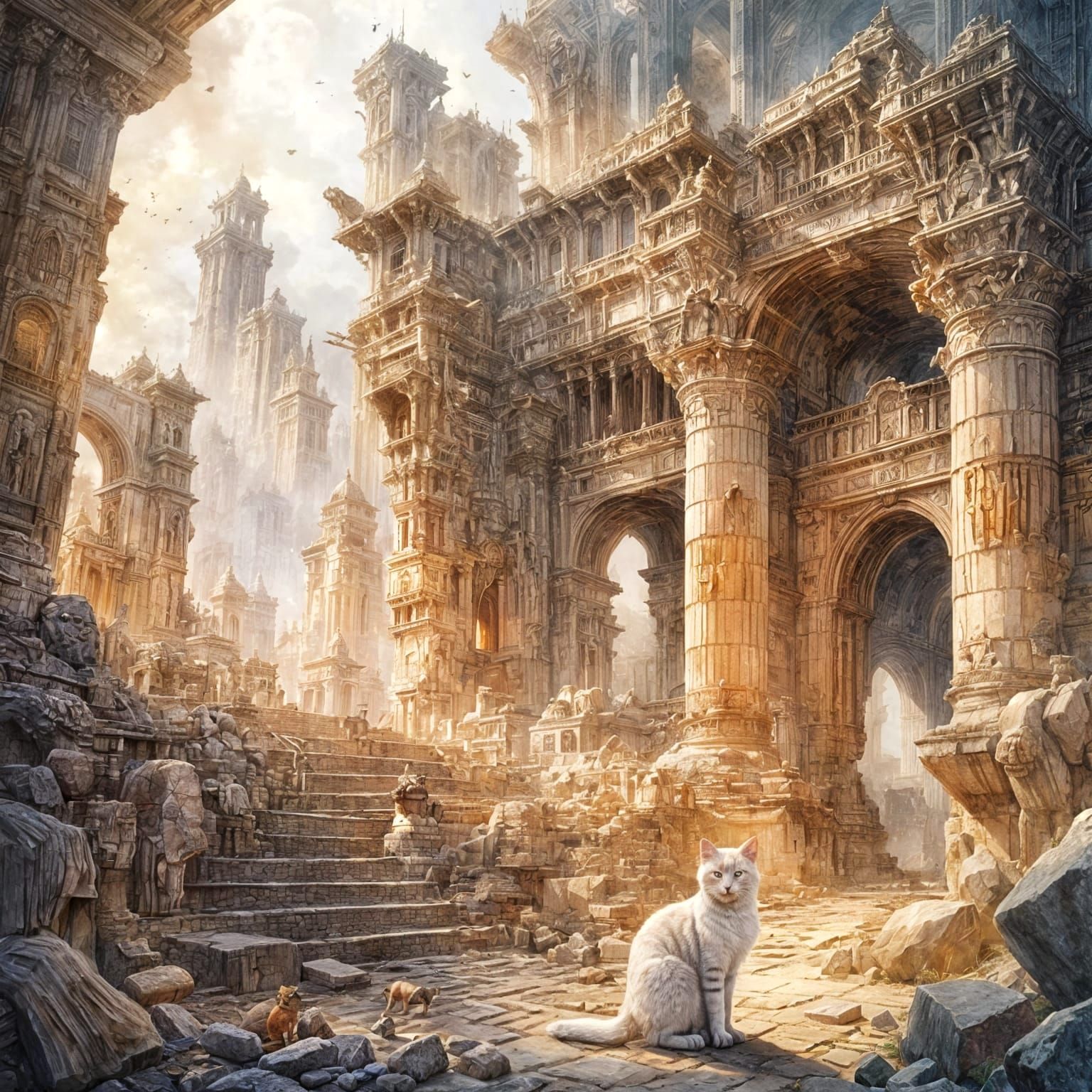 Lost city & the cat  by @Siempreamare