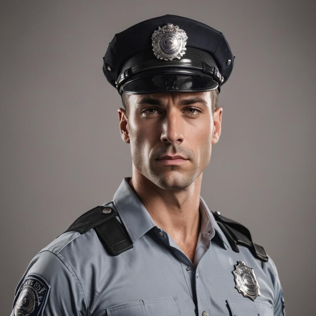 handsome, muscular policeman