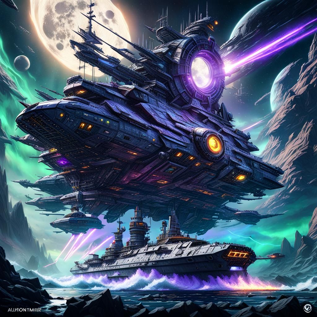 Rebel Moon attacked by a space Battleship with Aliens and Au...