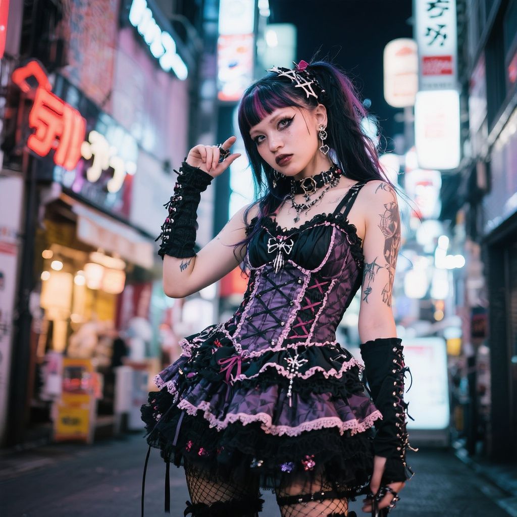 Punk gyaru girl in Ura-Harajuku, Jirai Kei and Gothic Rolita...