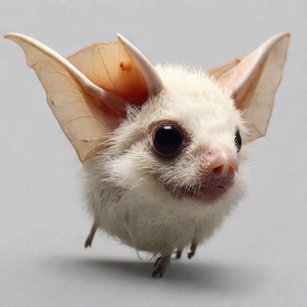 White fluffy fruit bat skeleton