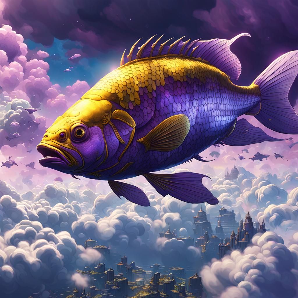 Sky fish floating in the clouds