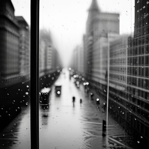 Rainy Street View  by @Mnemomeon