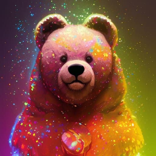 rainbow glitter teddy bear - AI Generated Artwork - NightCafe Creator