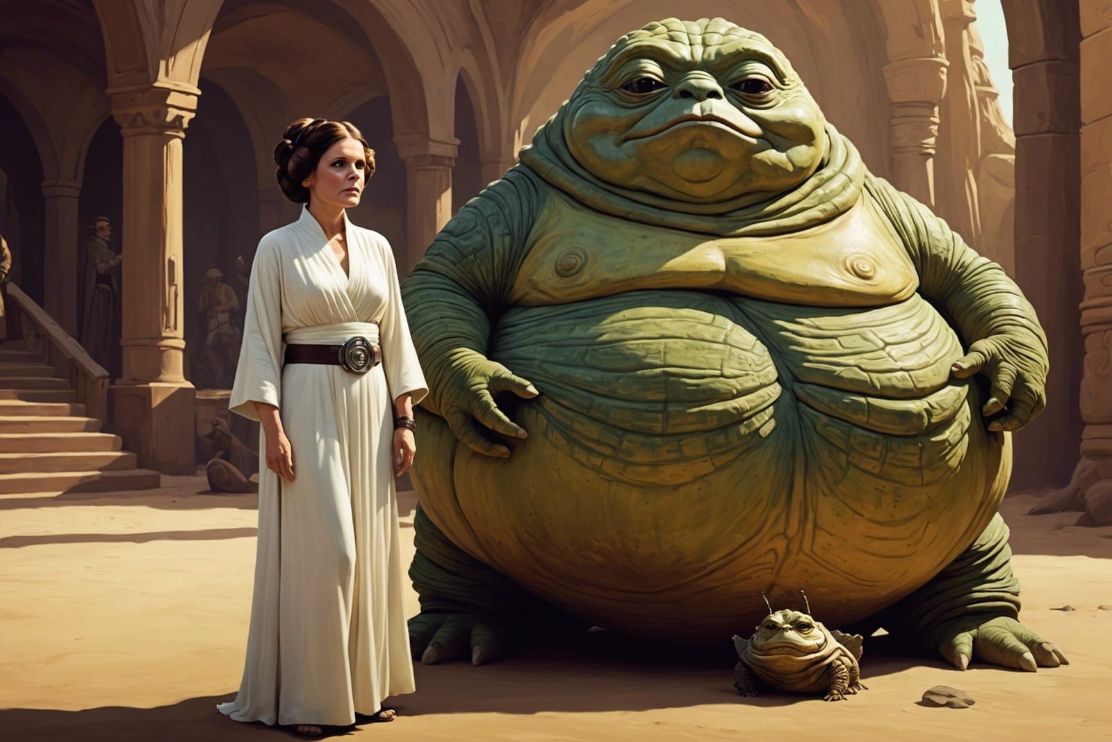 Princess Leia and Jabba the Hutt - AI Generated Artwork - NightCafe Creator