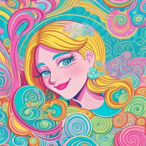 Psychedelic Train Meditation: Cartoon Illustration