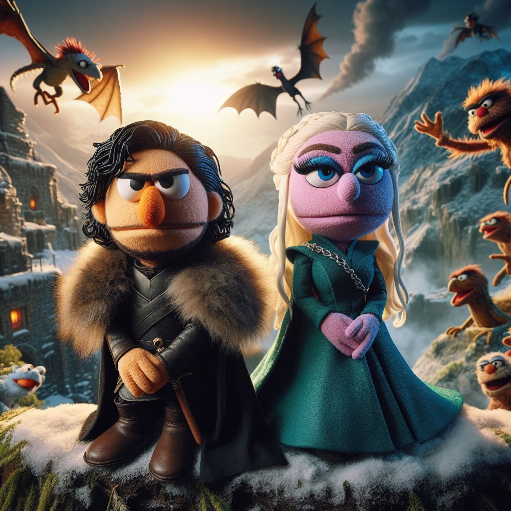 Jon Snow and Daenerys as Muppets