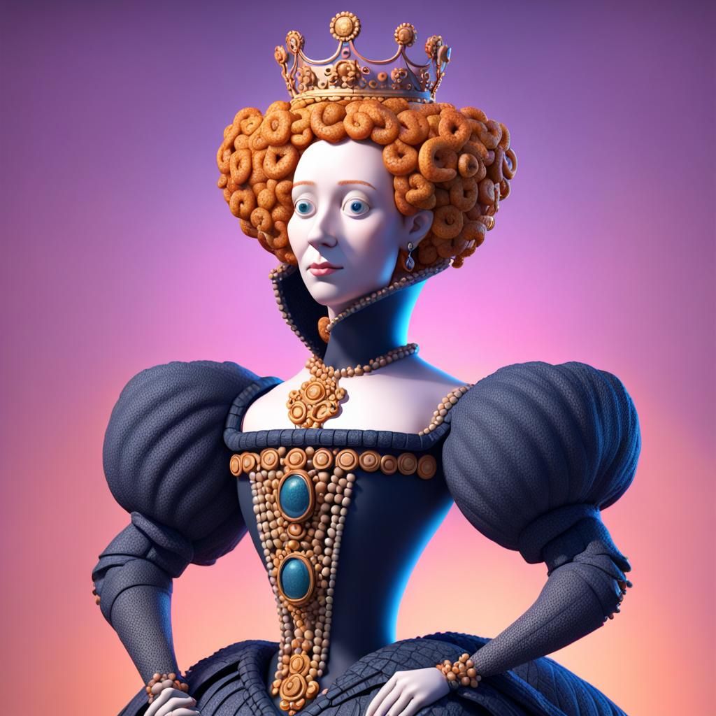 Highly detailed Elizabeth I made of pretzels