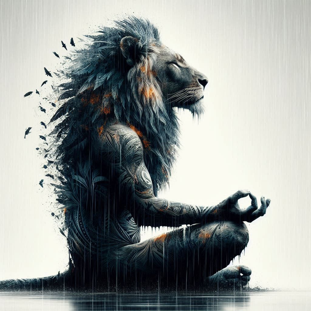 A Lion as Double Exposure meditation