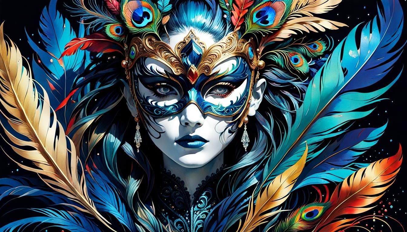 (Masks:3.0), maximalist, colorful, detailed, Swarovski cryst...