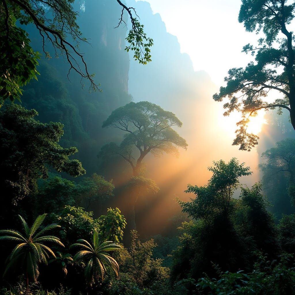 Sunlight filters through the forest in Khao Yai National Park, Thailand  by @bhadawang