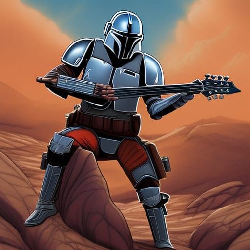 Mandalorian playing the mandolin