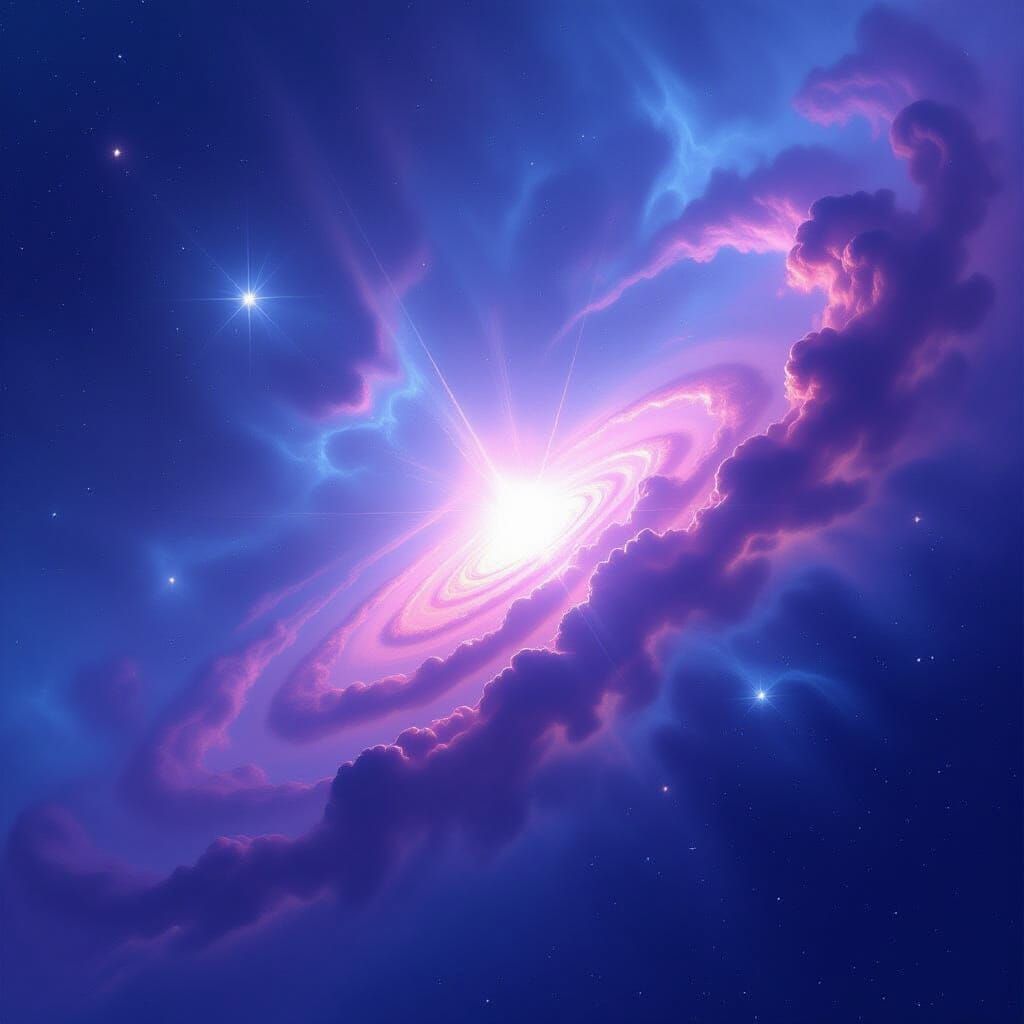 Cosmic Nebula With Blinding Star Digital Matte Painting