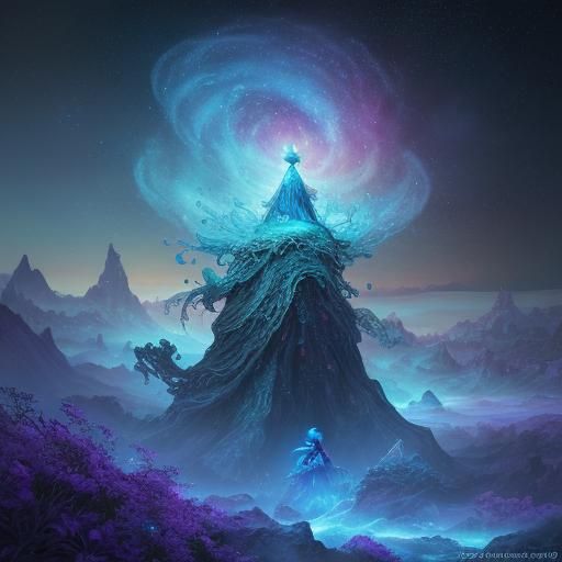 Ethereal Gnome in Cosmic Nebula: 3D Render