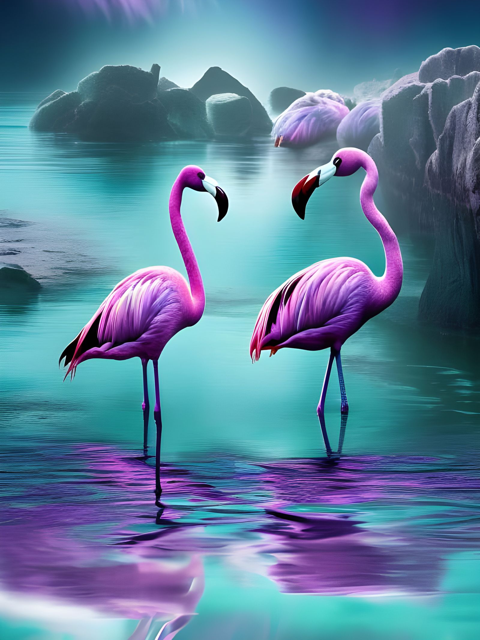 Flamingos - AI Generated Artwork - NightCafe Creator