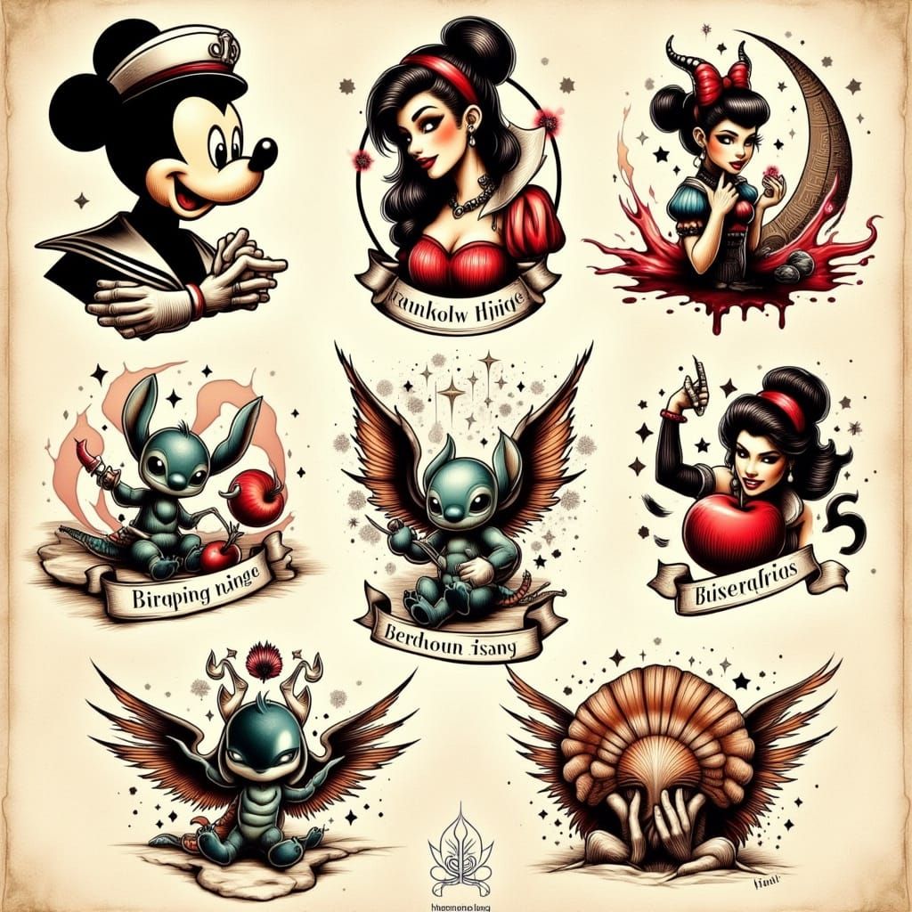 Disney flash tattoos   by @Dawn68