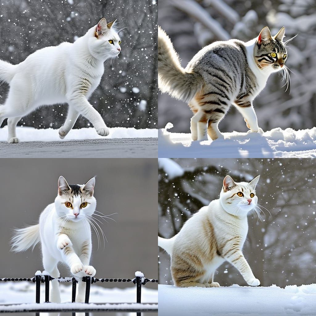 A Cat walking on snow