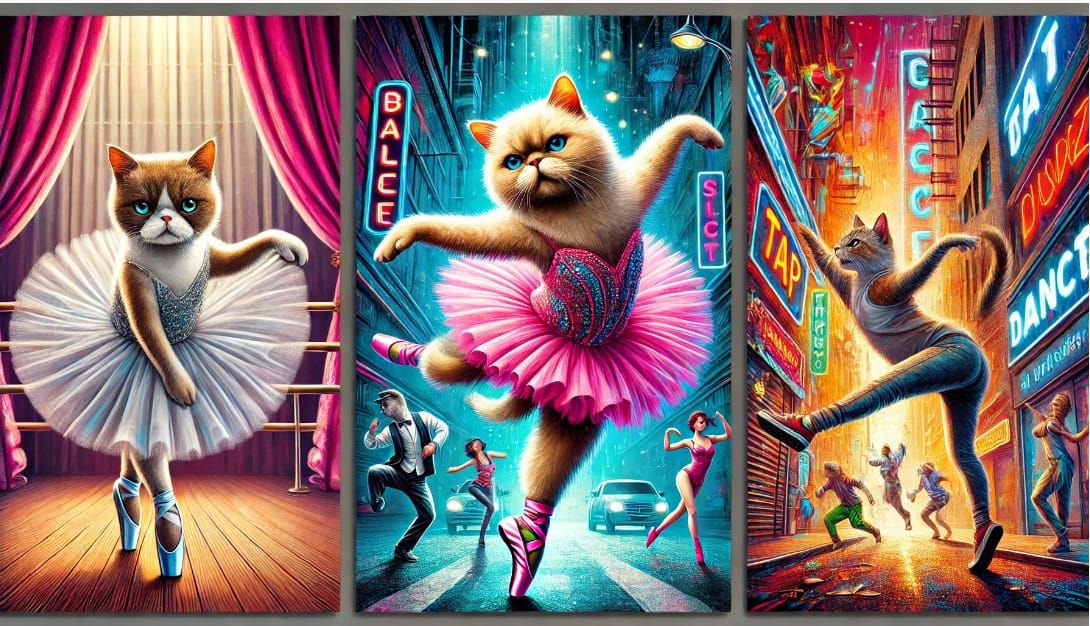 Triptych - Dancer Cats