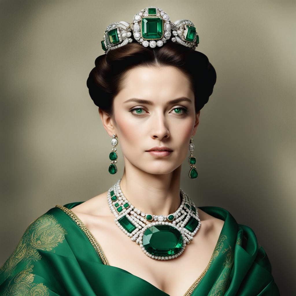 Empress wearing emerald jewellery European