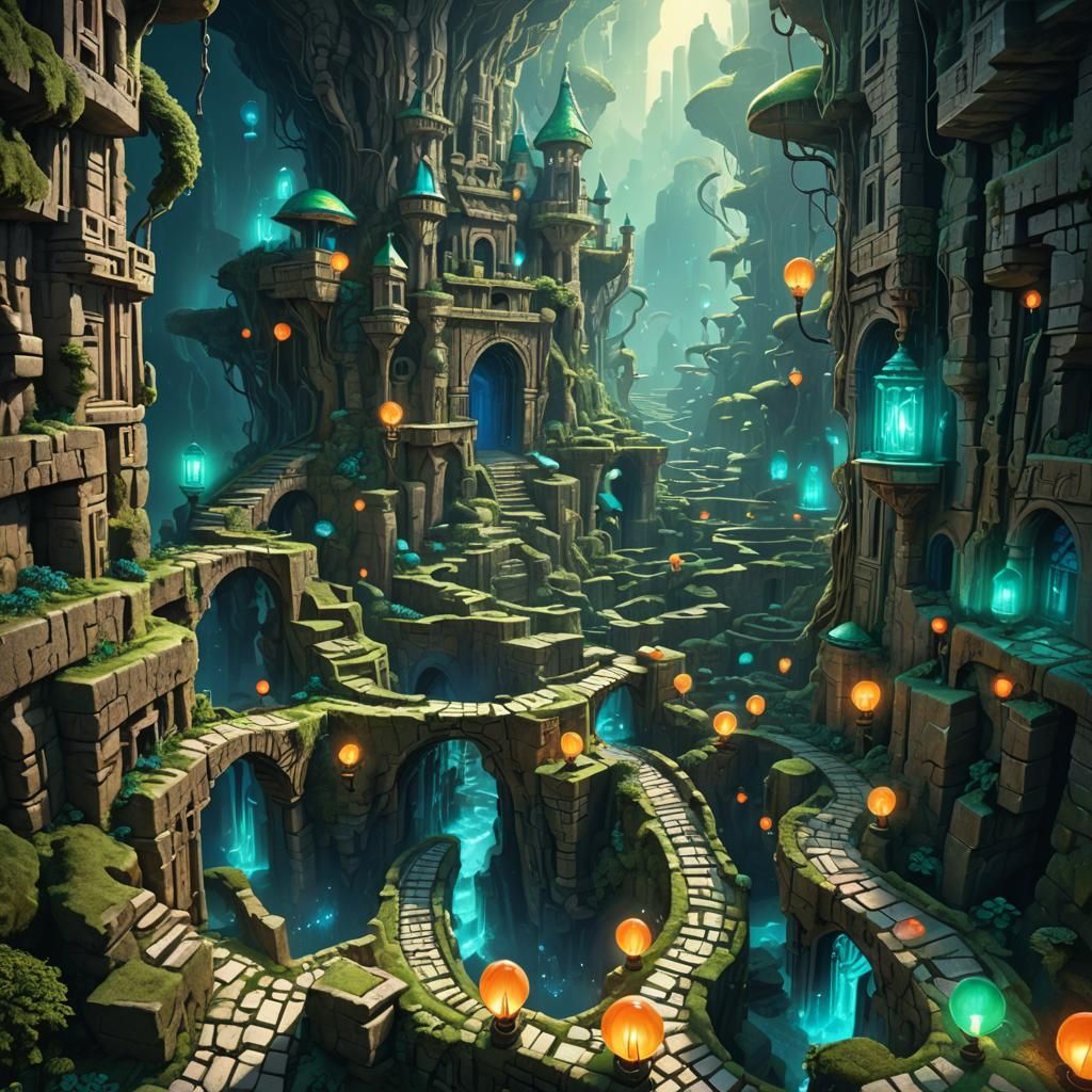 Infinite Labyrinth: Dreamlike Fantasy Concept Art