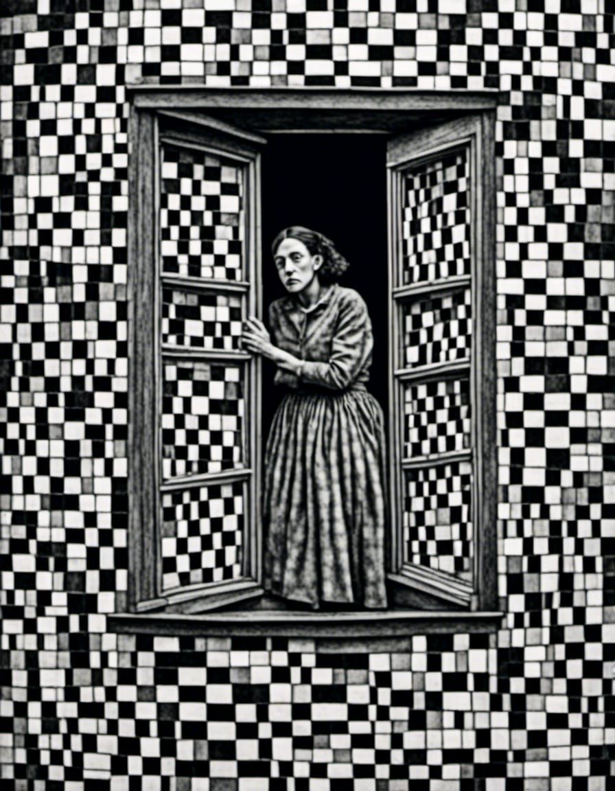 Woman at a window <lora:Escherscapes:1.0>